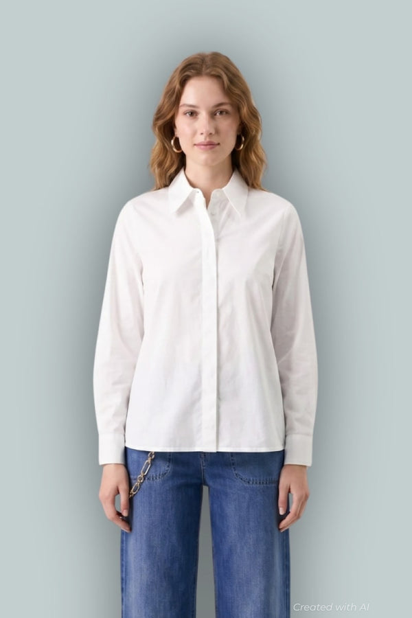 GAP x Cult Gaia Backless Classic Perforated Shirt - New Off White - Collared Shirt