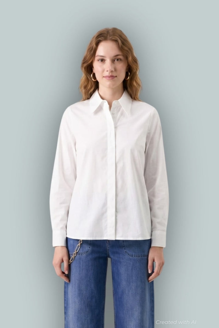 GAP x Cult Gaia Backless Classic Perforated Shirt - New Off White - Collared Shirt