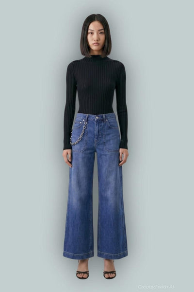 GAP x Cult Gaia Chain Jeans - Medium Indigo - Jeans
