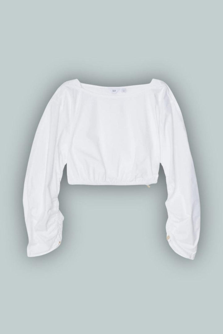 GAP x Cult Gaia Crop Ruched Top - Optic White - XL - Crop Top