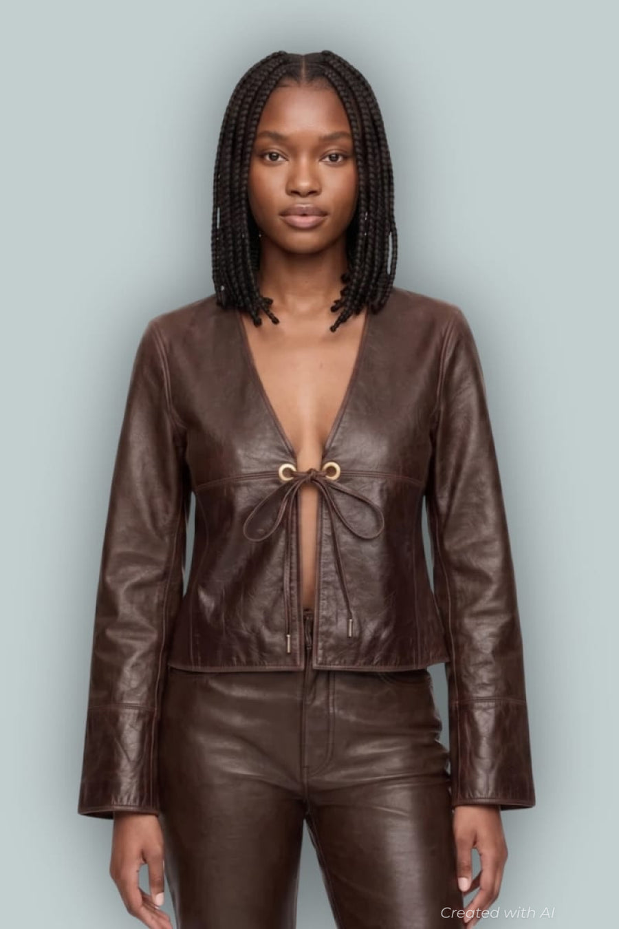 GAP x Cult Gaia Leather Jacket - Woodsy Brown - L - Leather Jacket