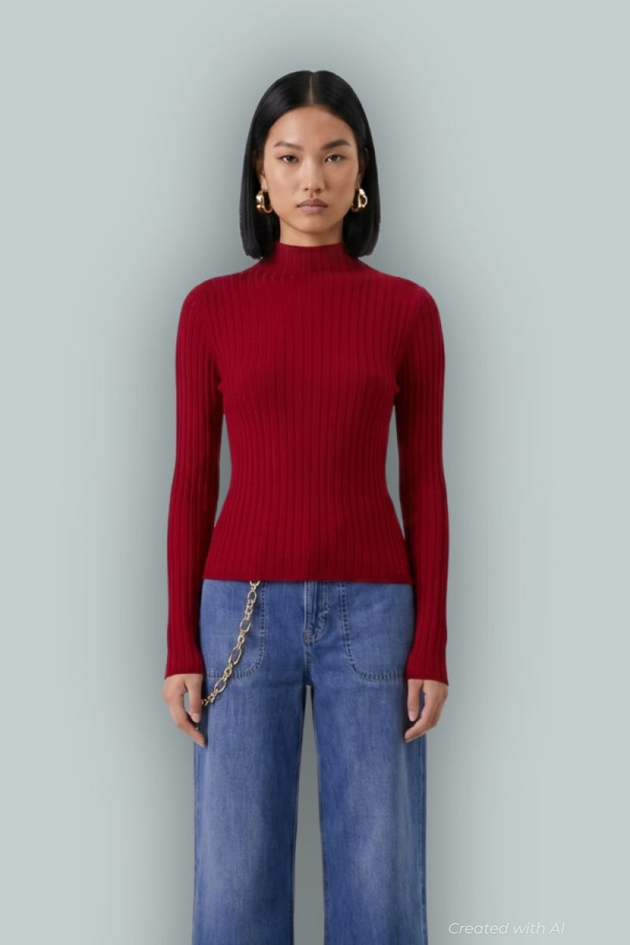 GAP x Cult Gaia Sheer Mockneck Top - Sled - Mockneck