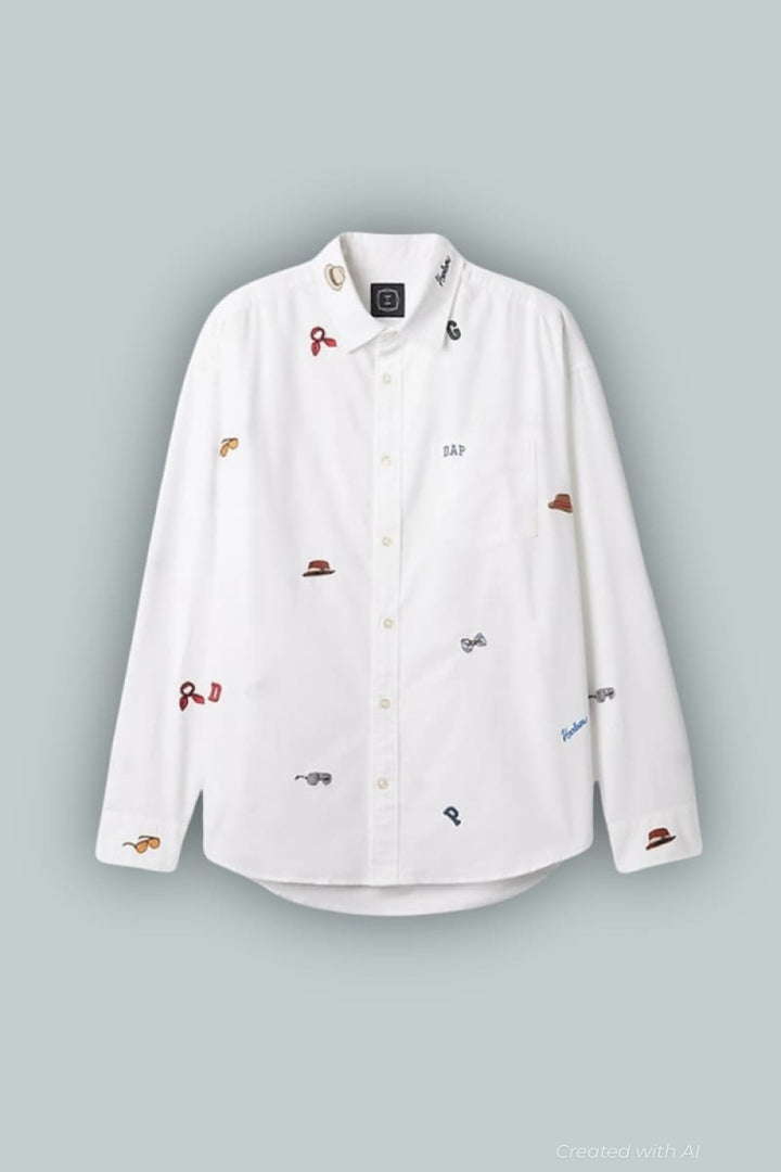 GAP X DAP Embroidered Oxford Shirt - Optic White - Collared Shirt