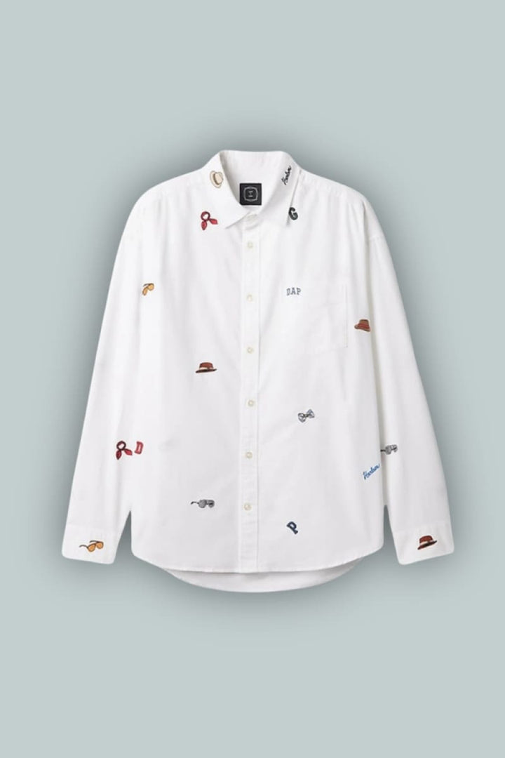 GAP X DAP Embroidered Oxford Shirt - Optic White - Collared Shirt
