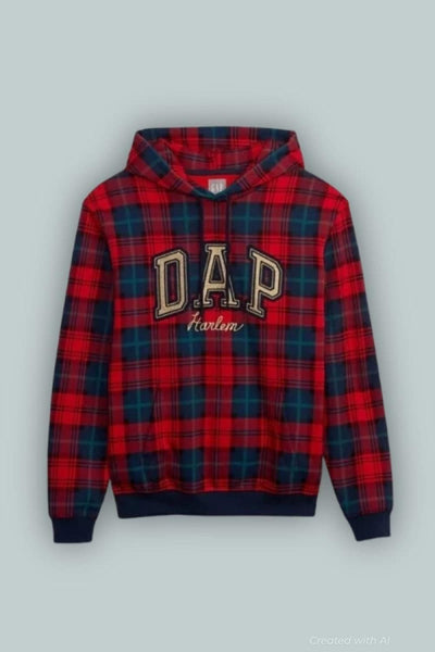 GAP x DAP Plaid Hoodie - Red Plaid - Hoodie