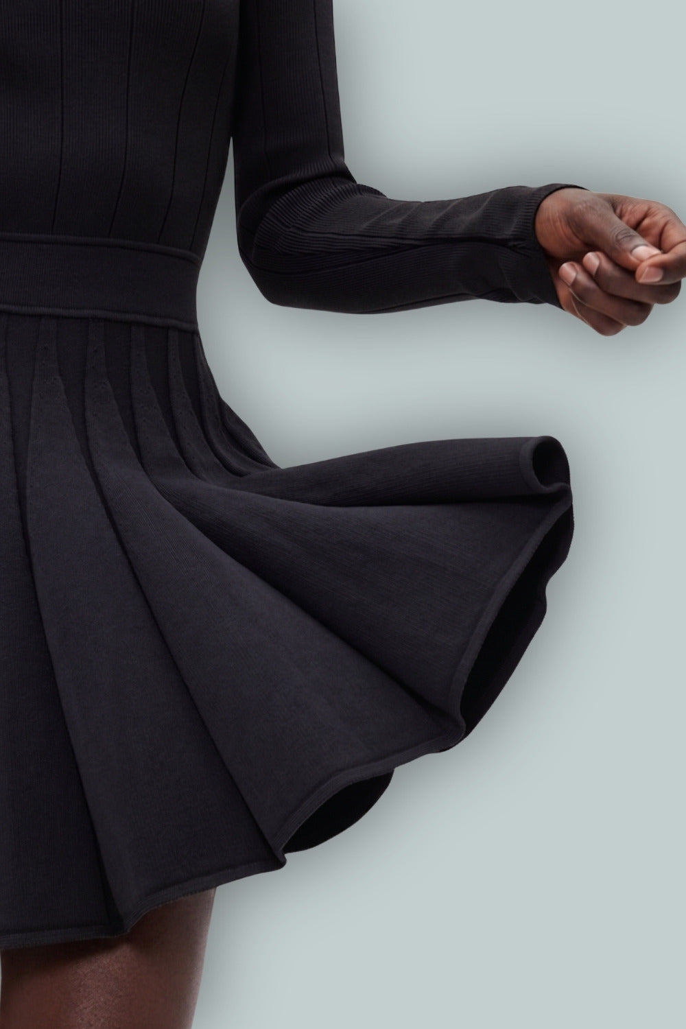 GapStudio Boatneck Pleated Mini Dress - Black - Dresses