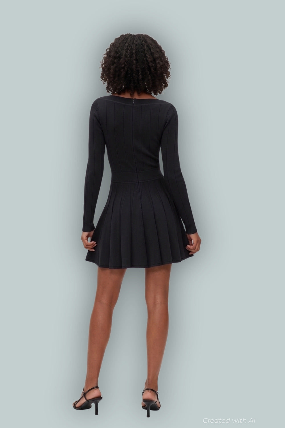 GapStudio Boatneck Pleated Mini Dress - Black - Dresses
