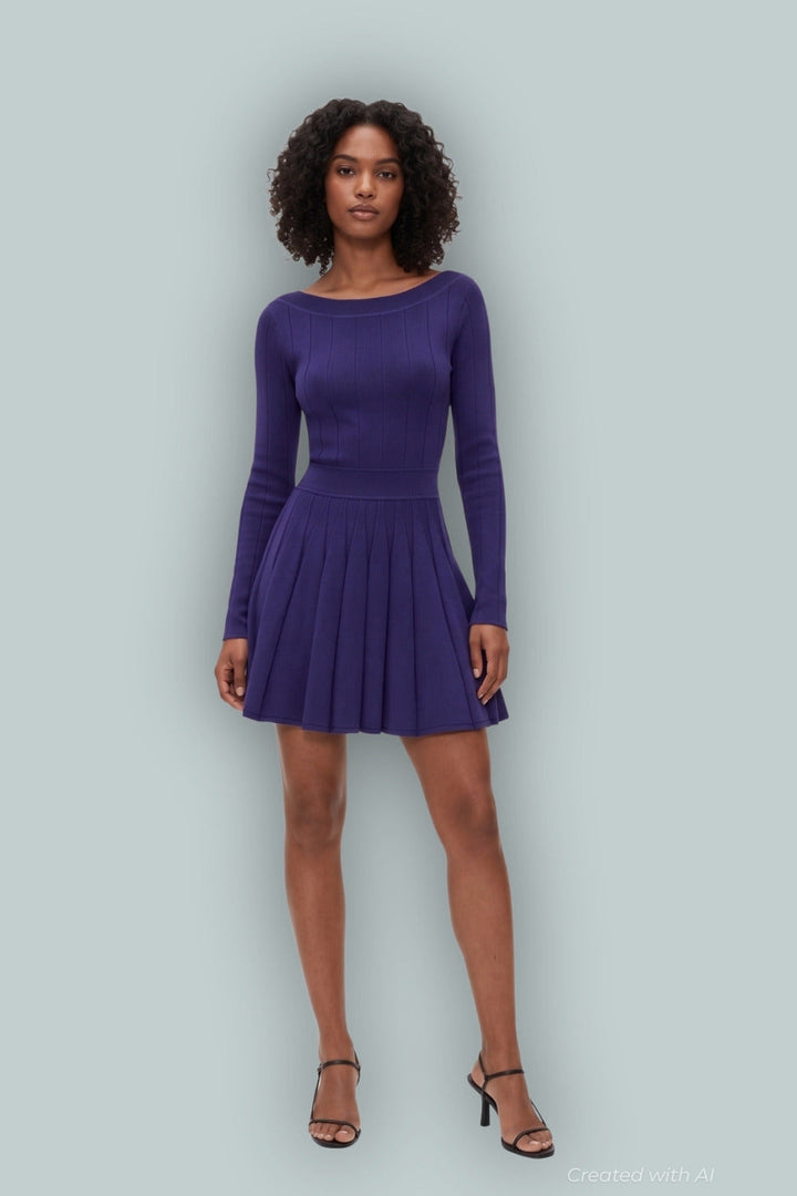 GapStudio Boatneck Pleated Mini Dress - Twilight Navy - Dresses