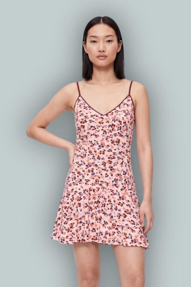 GapStudio Crepe Slip Mini Dress - Power Pink Peach Pebble Print - Dresses