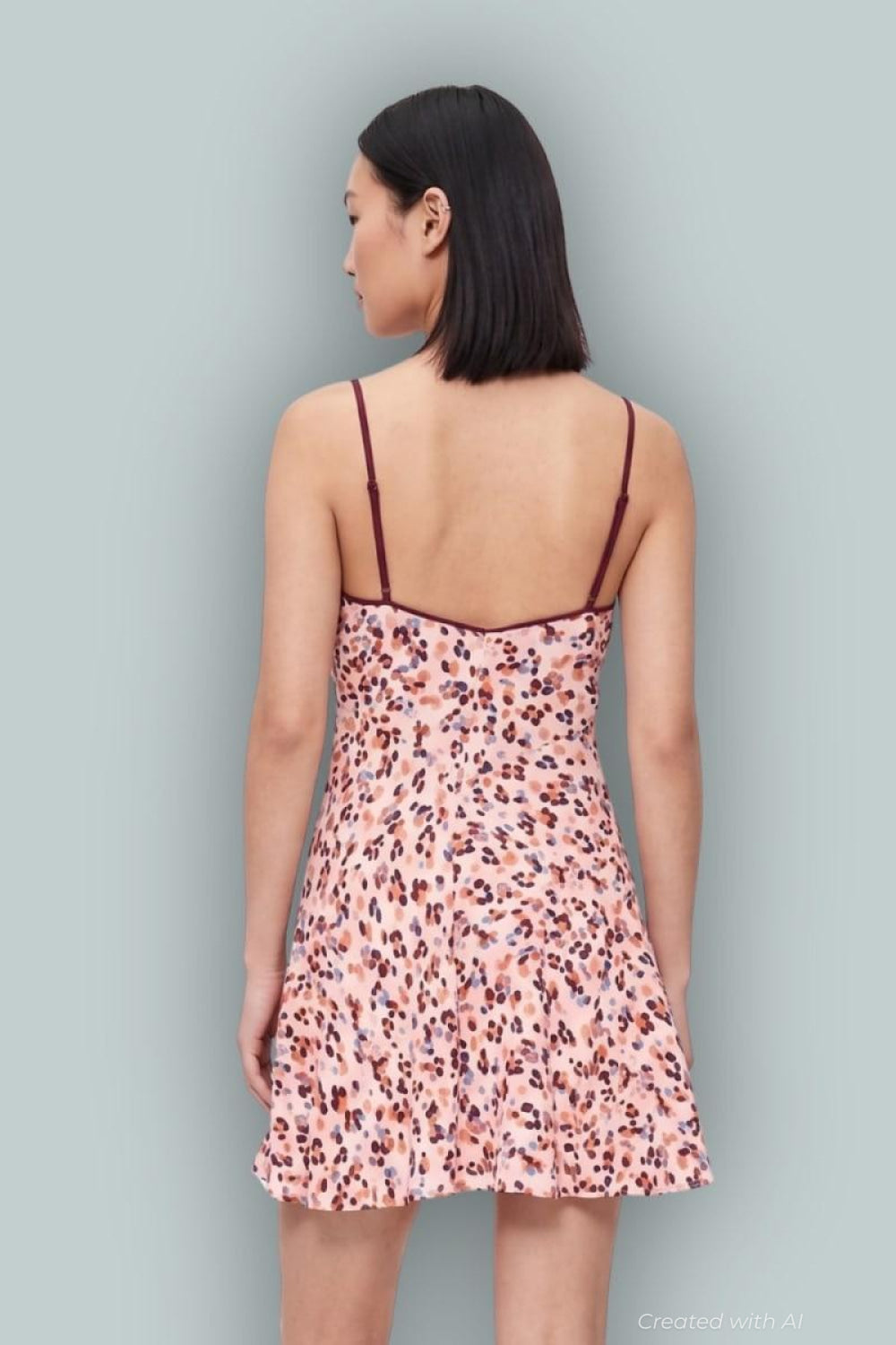 GapStudio Crepe Slip Mini Dress - Power Pink Peach Pebble Print - Dresses