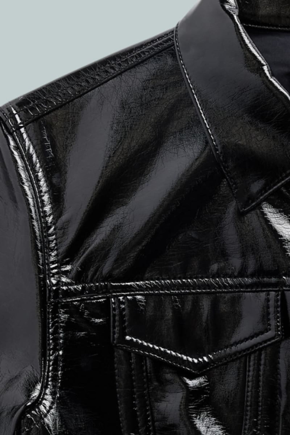 GapStudio Cropped Patent Moto - Black - Leather Jacket