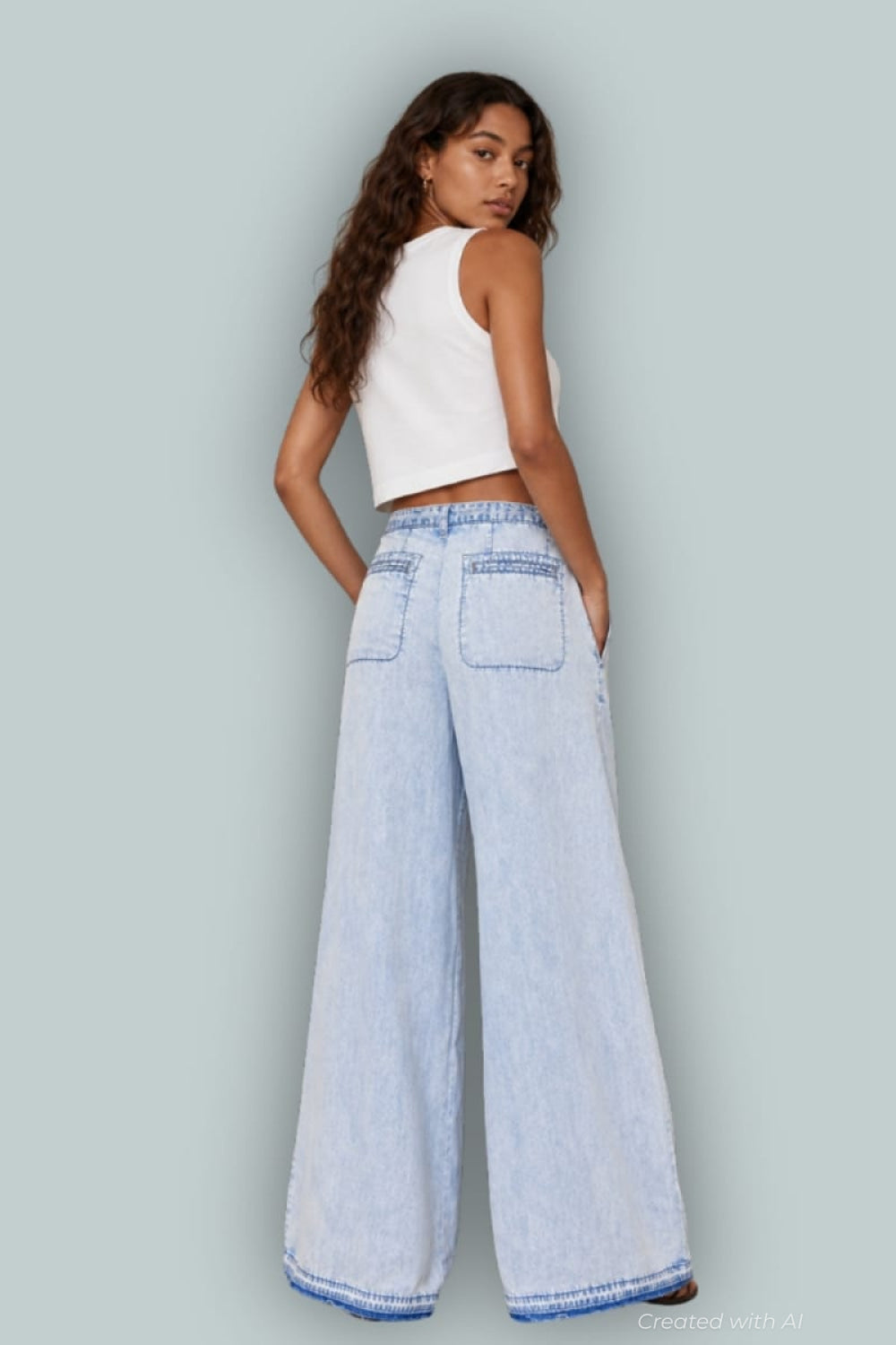 GapStudio High Rise Draped Denim Trousers - Light Indigo - Jeans