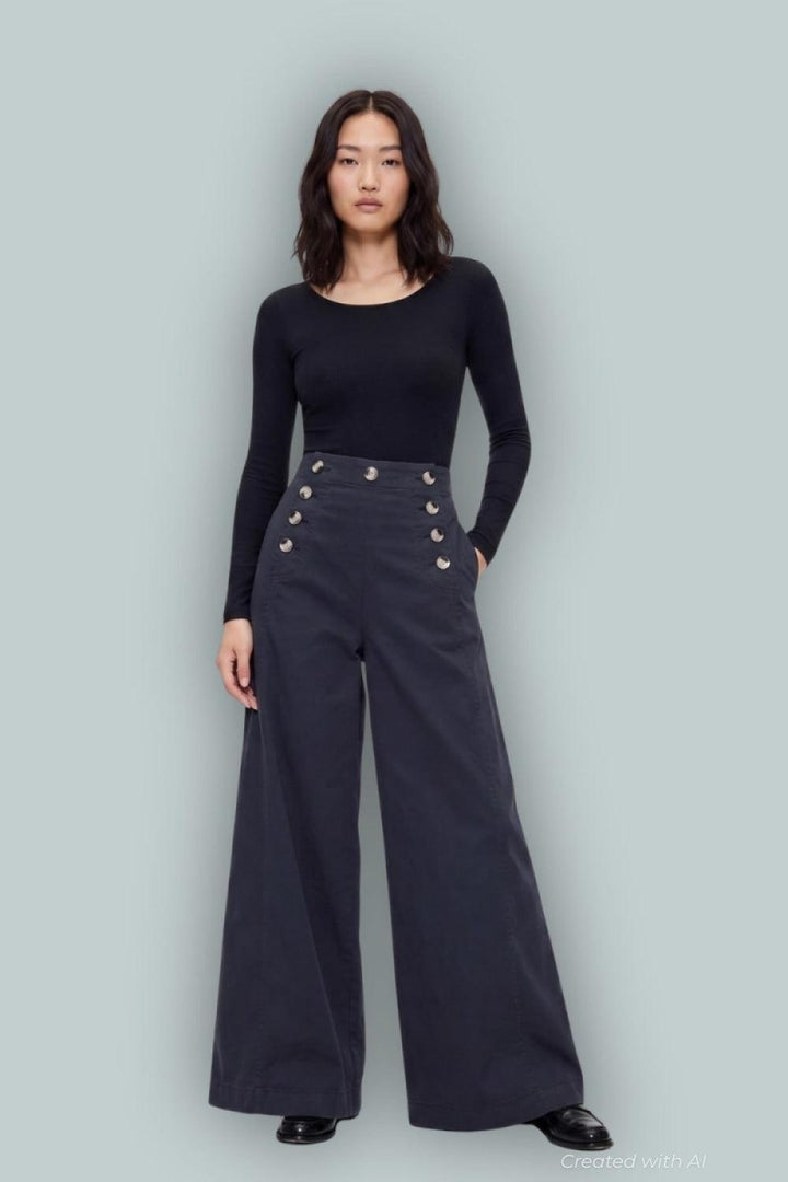 GapStudio High Rise Twill Sailor Pants - New Classic Navy - Pants