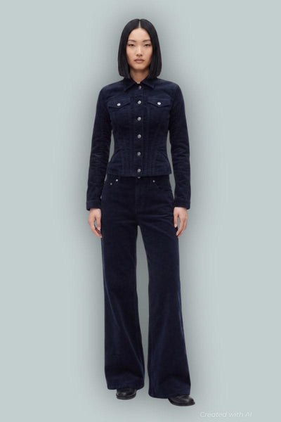 GapStudio Low Rise Corduroy Wide-Leg Pants - New Navy - Jeans