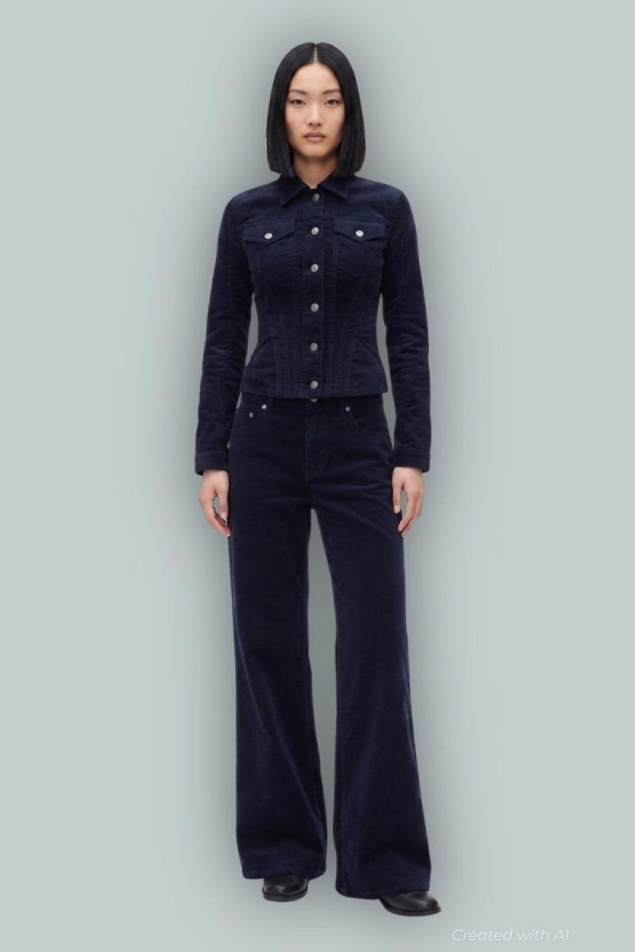 GapStudio Low Rise Corduroy Wide-Leg Pants - New Navy - Jeans