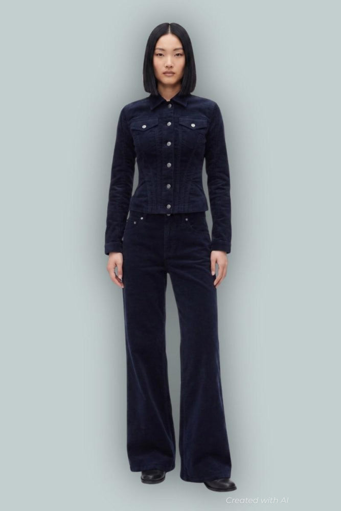 GapStudio Low Rise Corduroy Wide-Leg Pants - New Navy - Jeans
