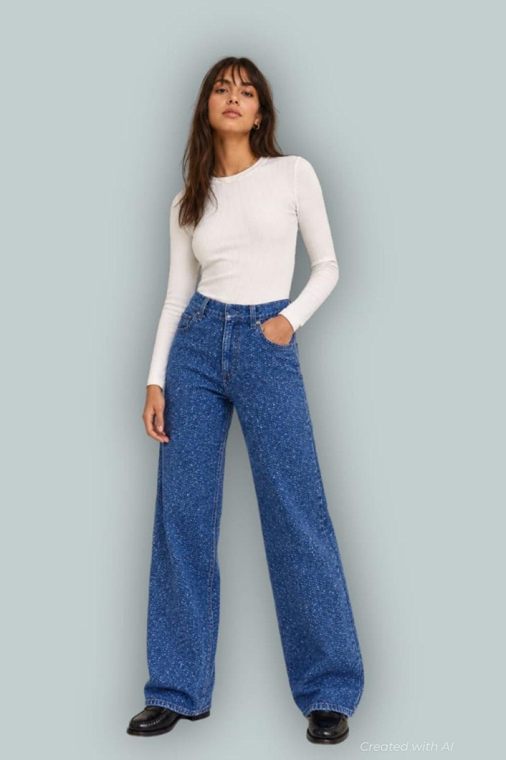 GapStudio Low Rise Denim Tweed Loose Jeans - Medium Wash - Jeans