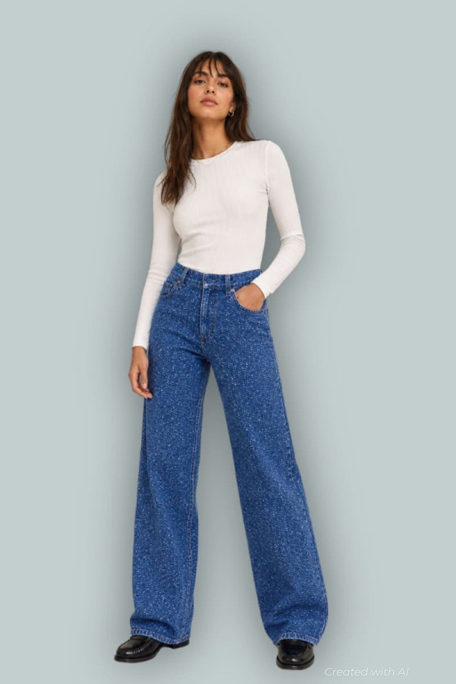 GapStudio Low Rise Denim Tweed Loose Jeans - Medium Wash - Jeans