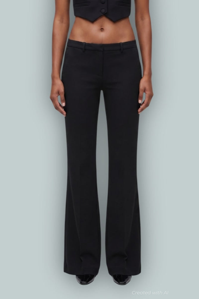 GapStudio Low Rise Double Knit Flare Pants - True Black - Pants