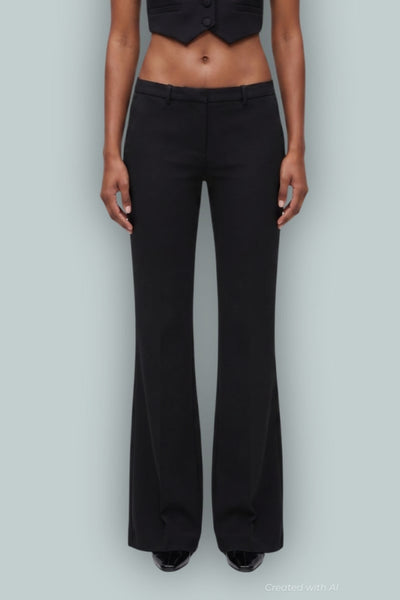 GapStudio Low Rise Double Knit Flare Pants - True Black - Pants