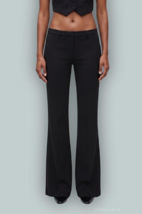 GapStudio Low Rise Double Knit Flare Pants - True Black - Pants