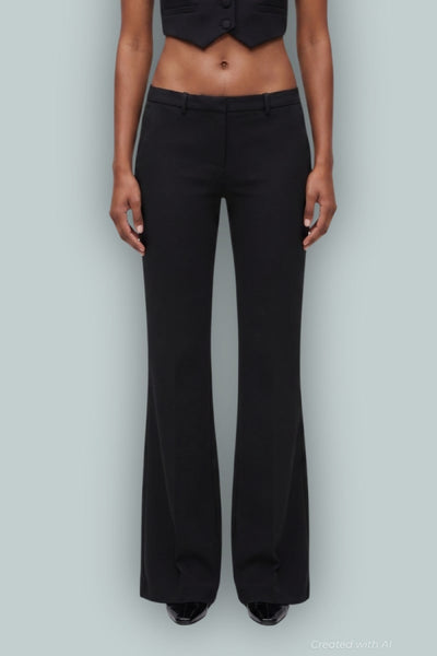 GapStudio Low Rise Double Knit Flare Pants - True Black - Pants