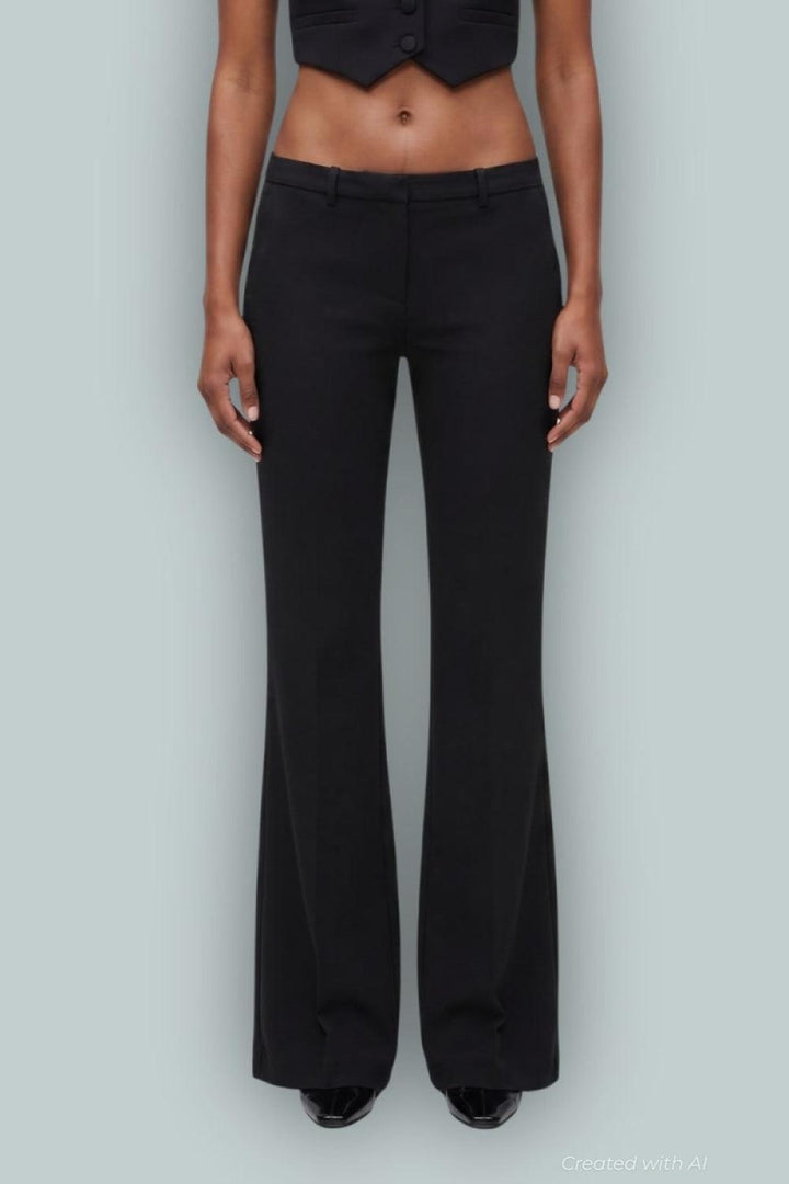 GapStudio Low Rise Double Knit Flare Pants - True Black - Pants