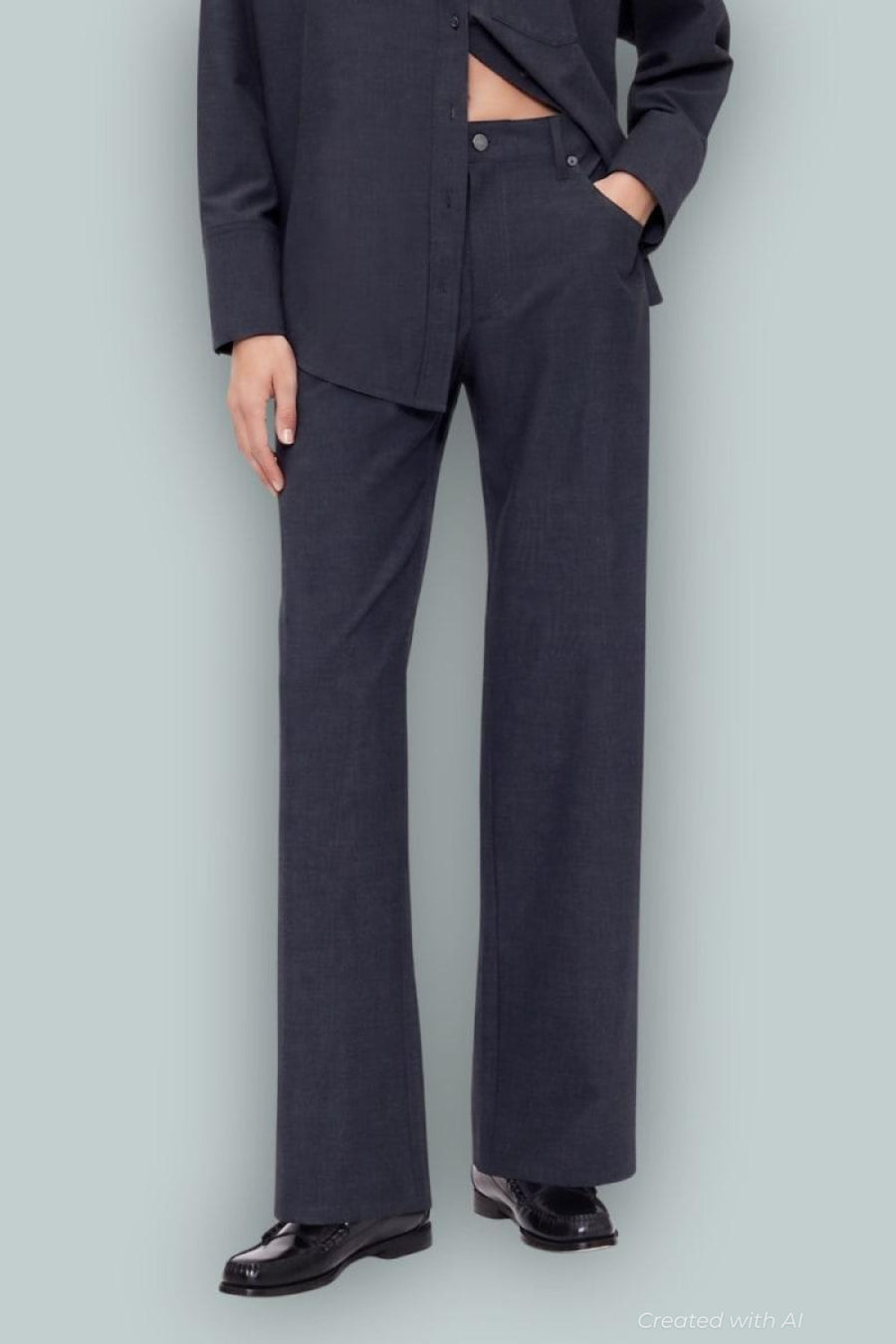 GapStudio Low Rise Loose Trousers - Navy Blue Heather - Pants