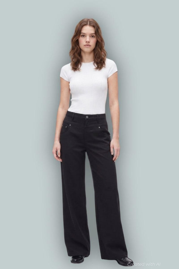 GapStudio Low Rise Satin Baggy Pants - Black - Jeans