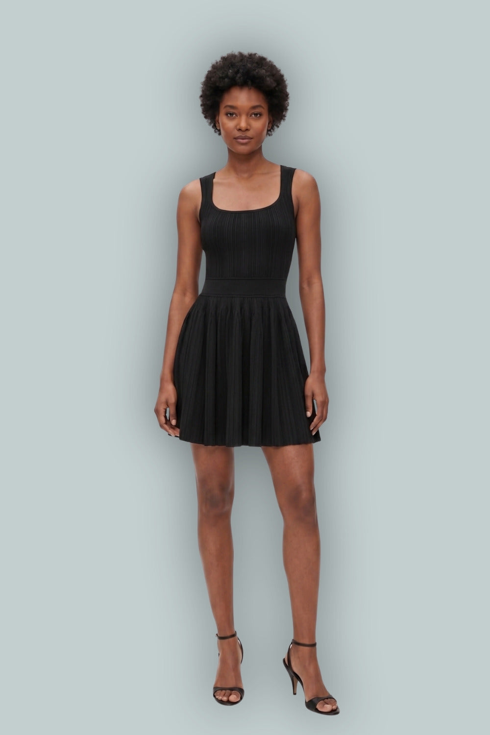 GapStudio Rib Pleated Mini Dress - True Black - Dresses