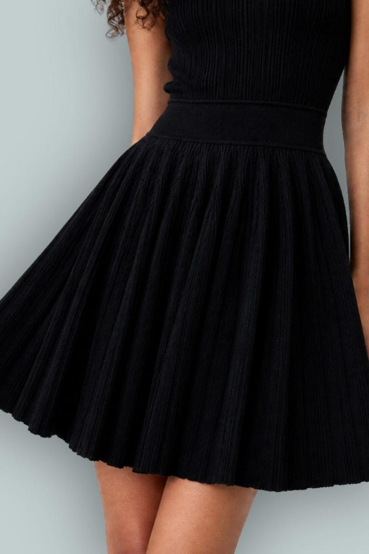 GapStudio Rib Pleated Mini Dress - True Black - Dresses