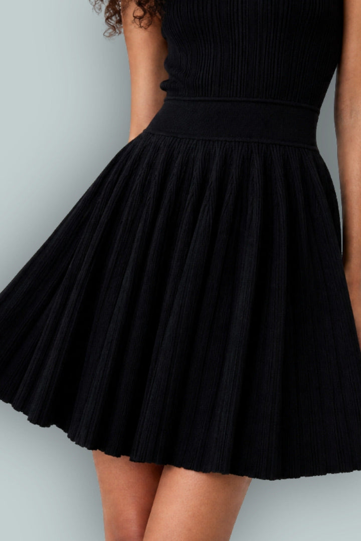 GapStudio Rib Pleated Mini Dress - True Black - Dresses