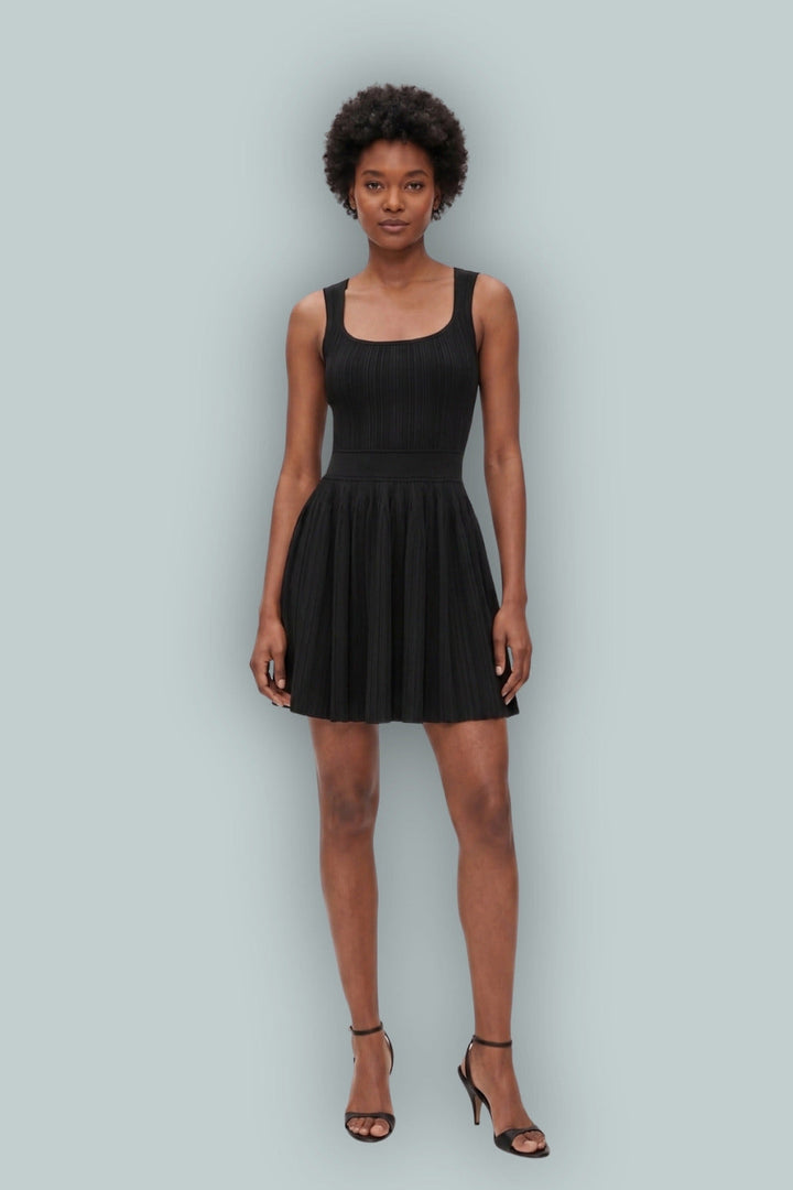 GapStudio Rib Pleated Mini Dress - True Black - Dresses