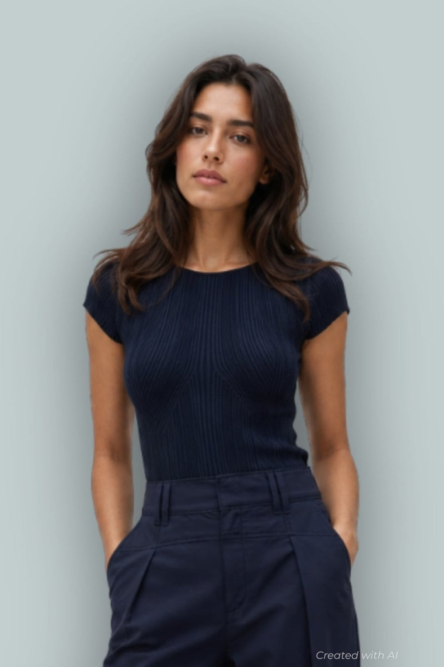 GapStudio Rib T-Shirt - New Classic Navy - T-shirt