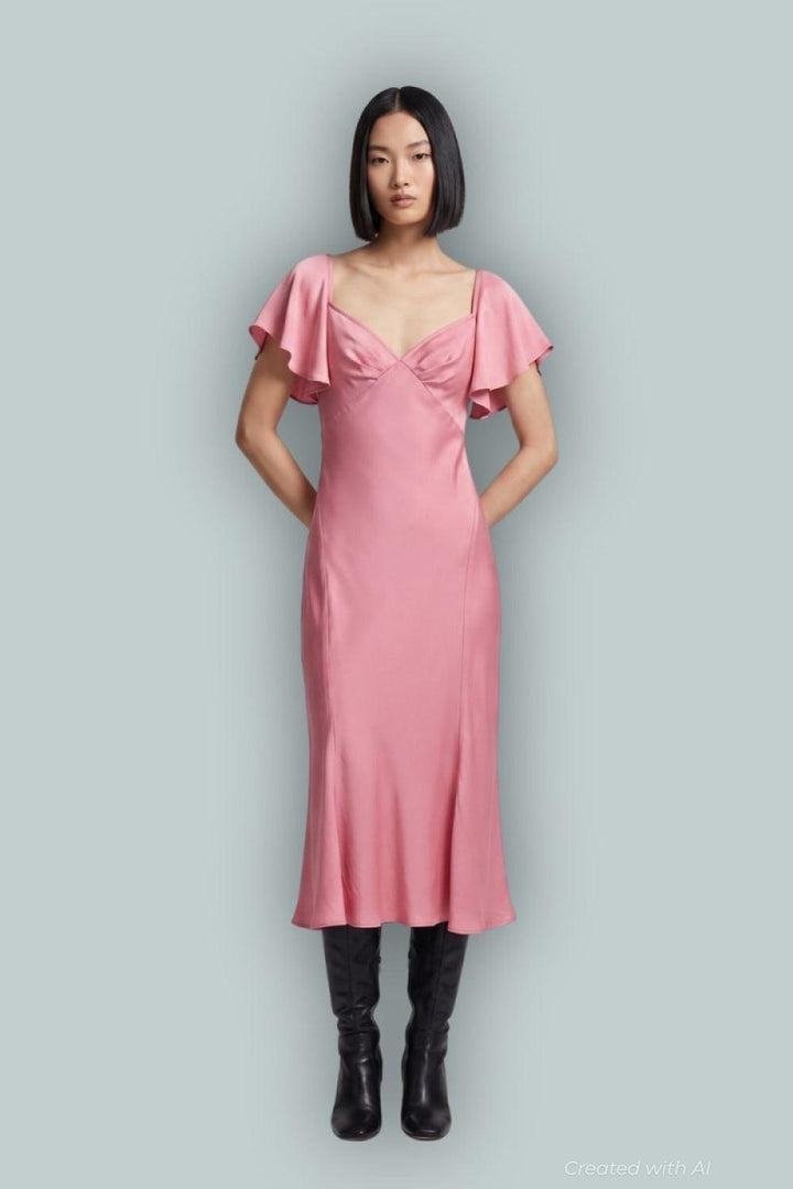 GapStudio Satin Midi Dress - Elle Pink - Dresses