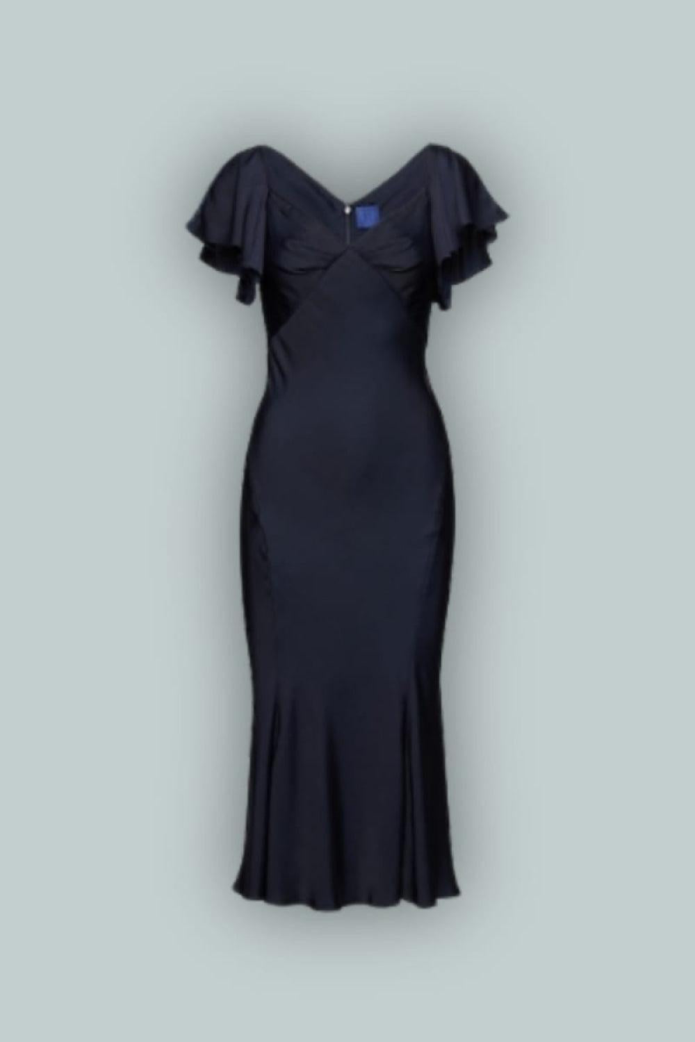 GapStudio Satin Midi Dress - Navy Blue Uniform - XXS - Dresses