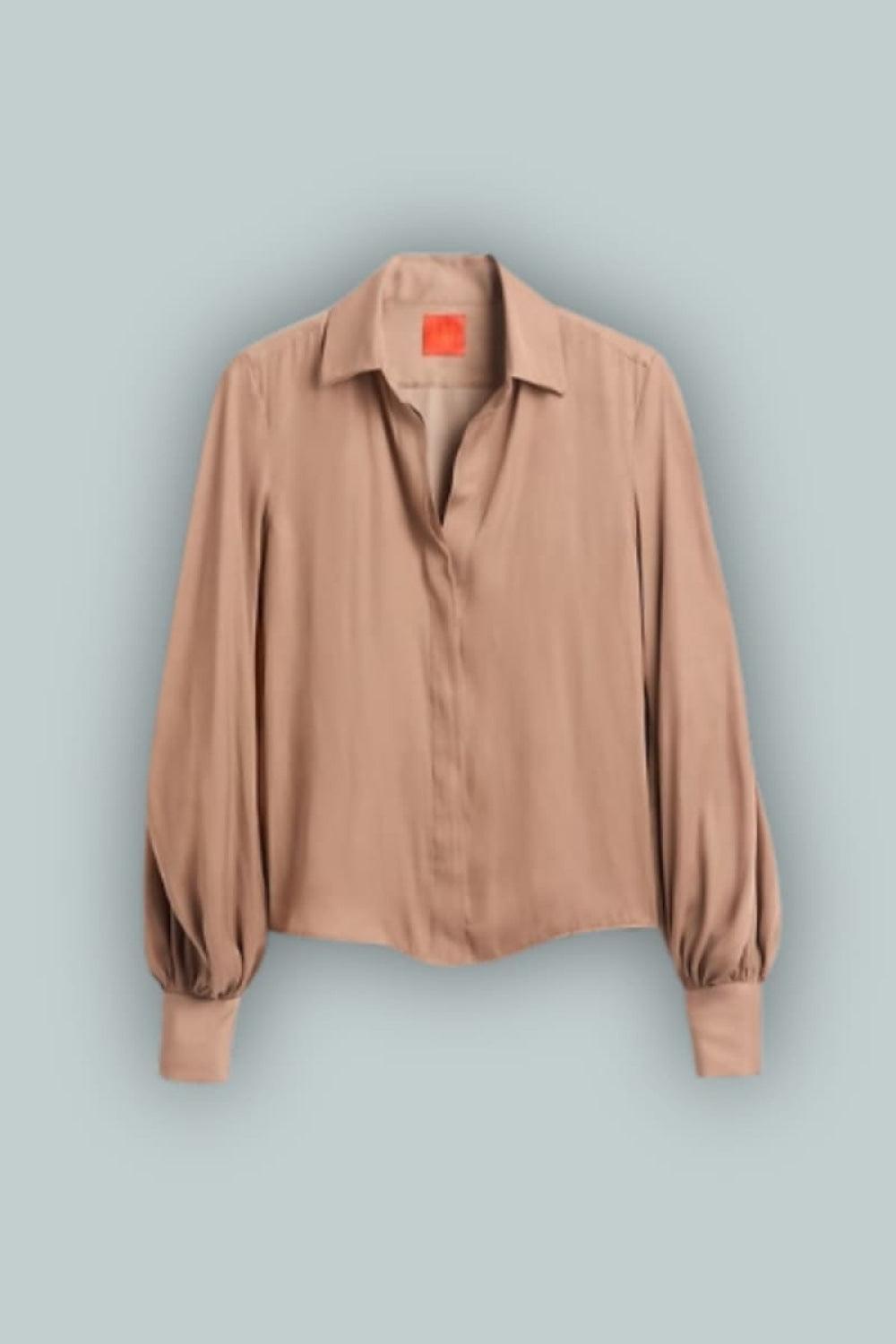 GapStudio Satin Shirt - Tannery Brown - XXS - Button Down Shirt