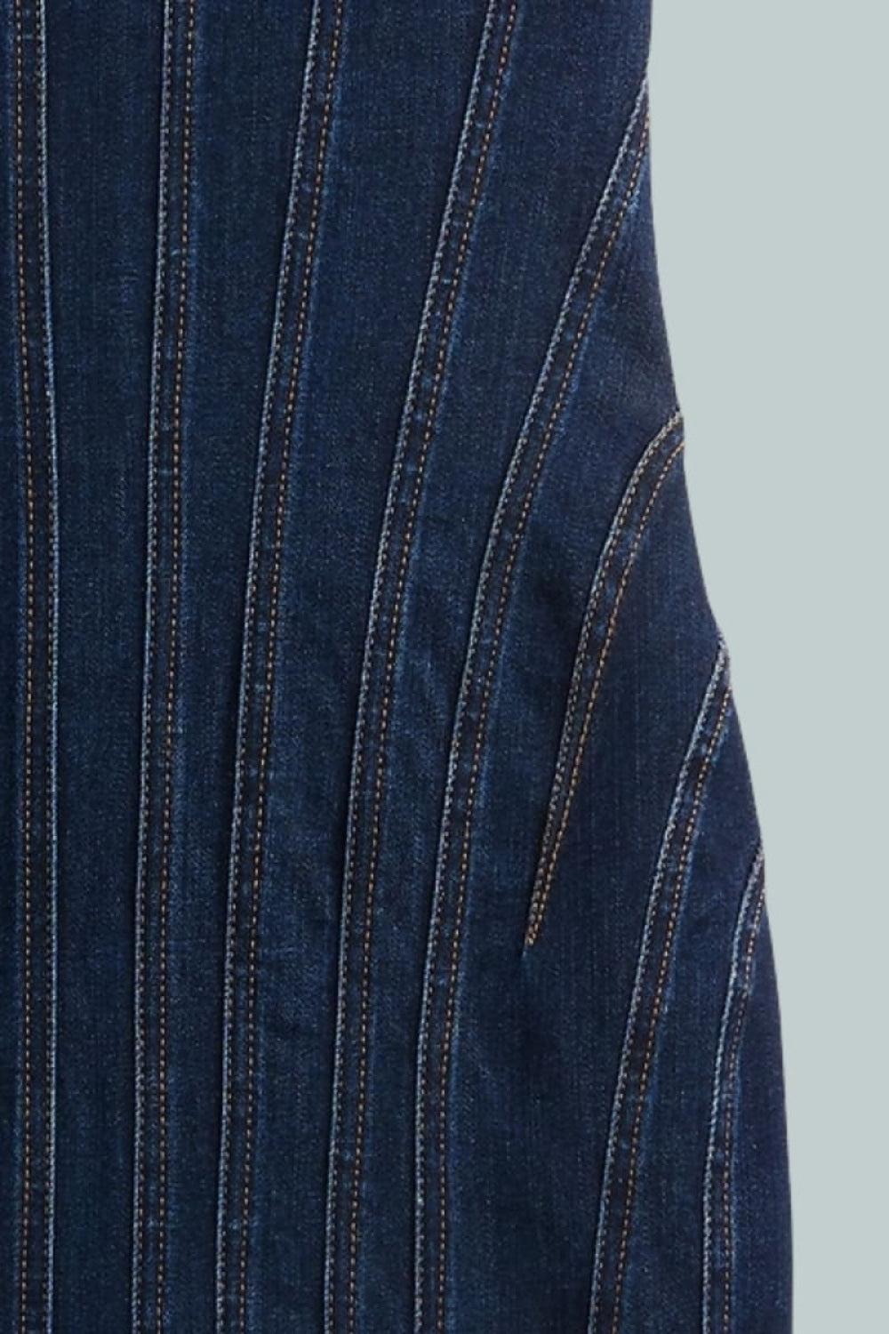 GapStudio Seamed Denim Midi Dress - Dark Wash - 00 - Denim Dress