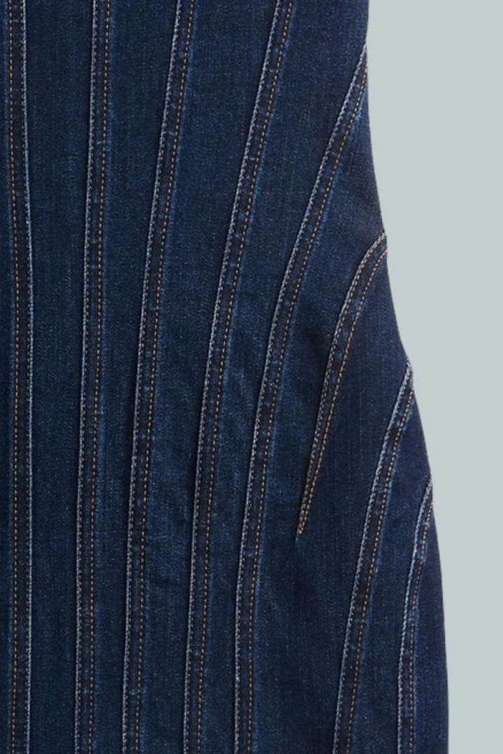 GapStudio Seamed Denim Midi Dress - Dark Wash - 00 - Denim Dress