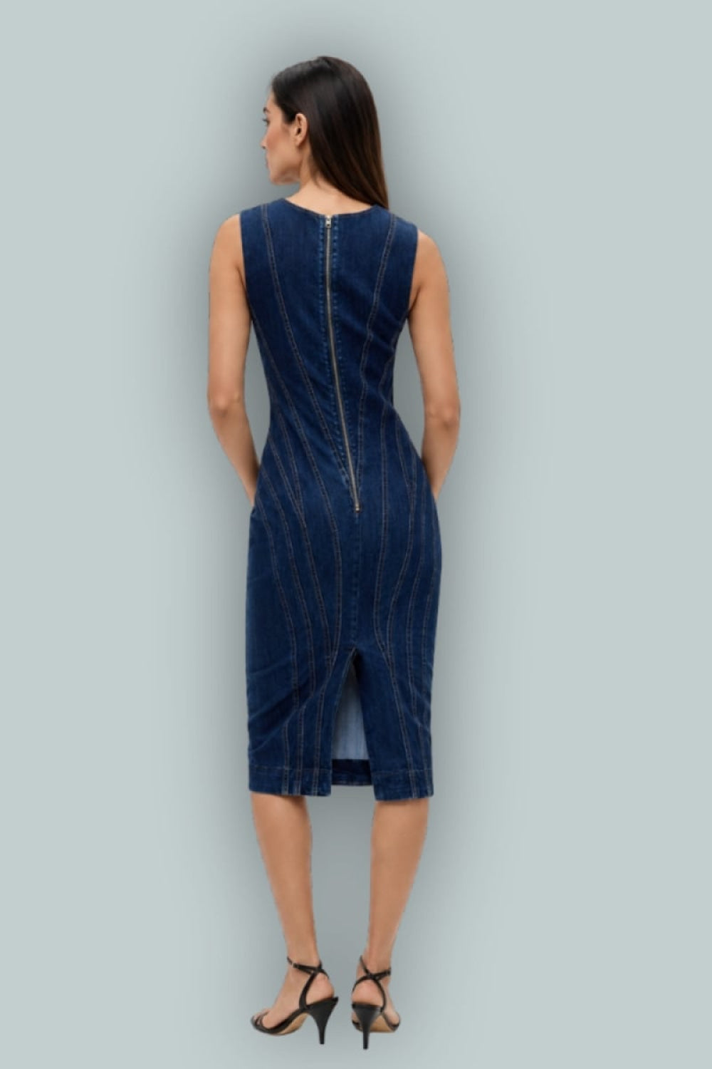 GapStudio Seamed Denim Midi Dress - Dark Wash - 00 - Denim Dress