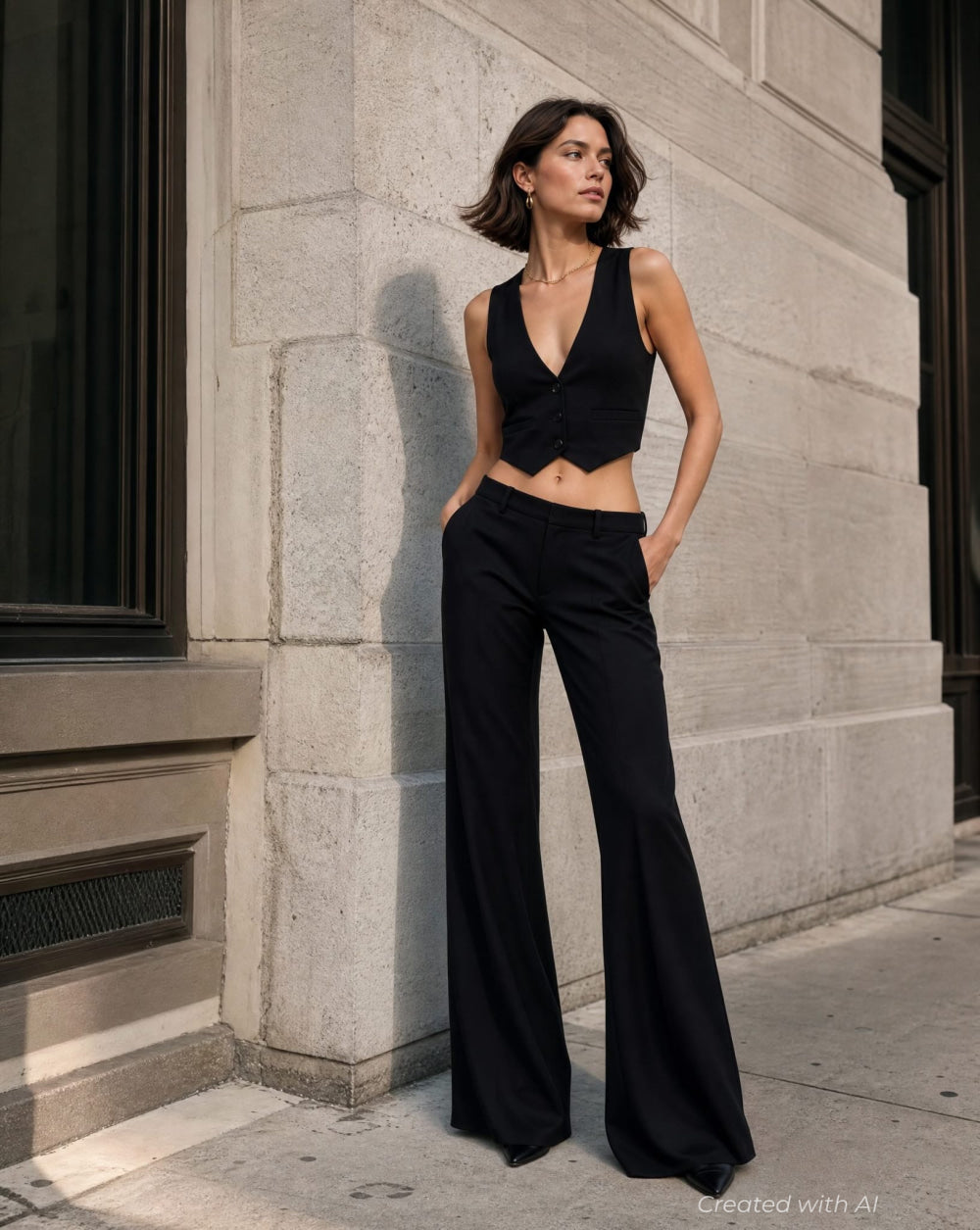 GapStudio Tuxedo Vest - Black - Vest