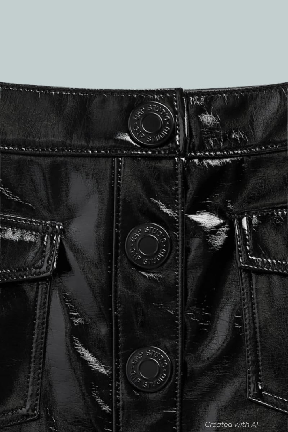 GapStudio Vegan Patent Leather Mini Skirt - Black - XXS - Skirt
