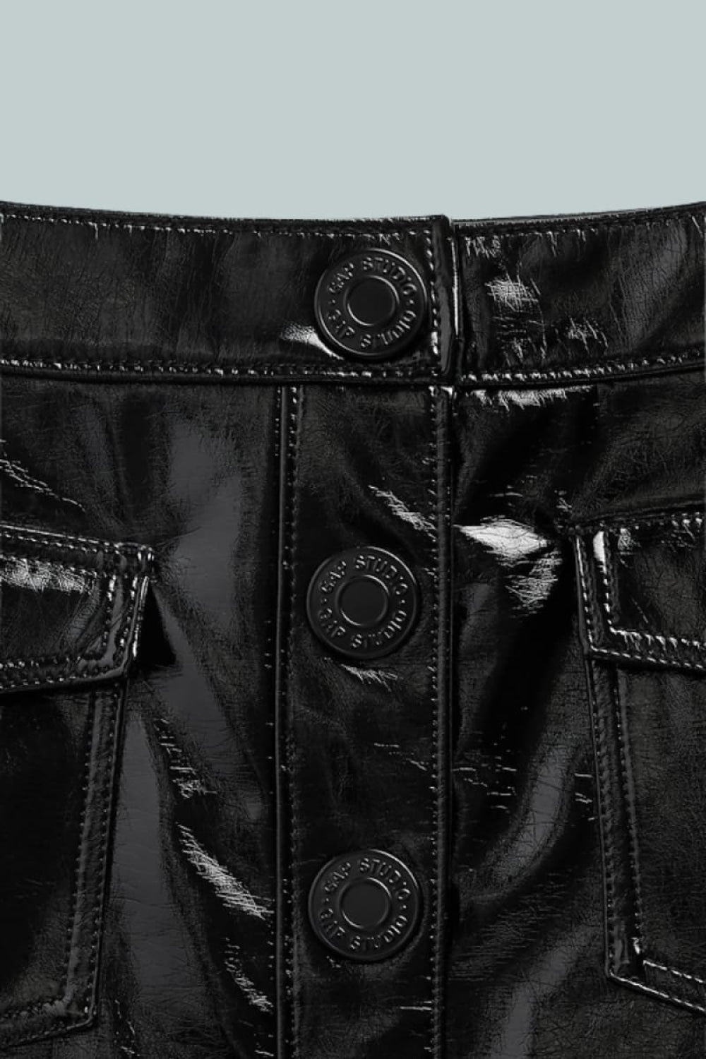 GapStudio Vegan Patent Leather Mini Skirt - Black - XXS - Skirt