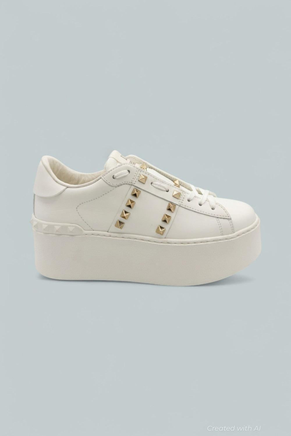 Garavani Rockstud Untitled Low Top Platform Sneakers - White - Sneaker