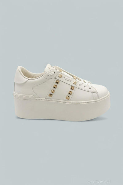 Garavani Rockstud Untitled Low Top Platform Sneakers - White - Sneaker