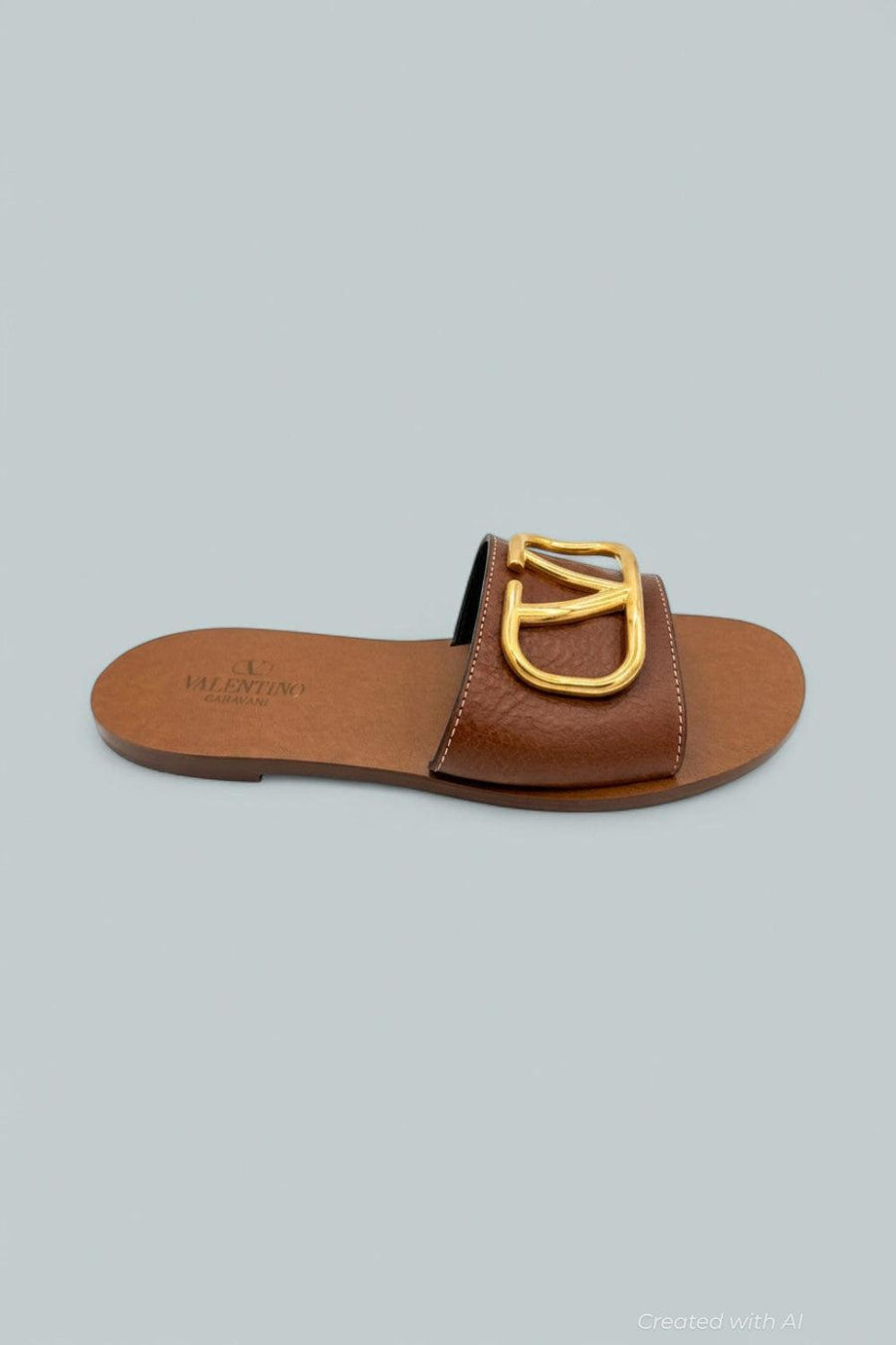Garavani V Logo Slide Sandals - Camel - US 7 / EU 37 - Sandals