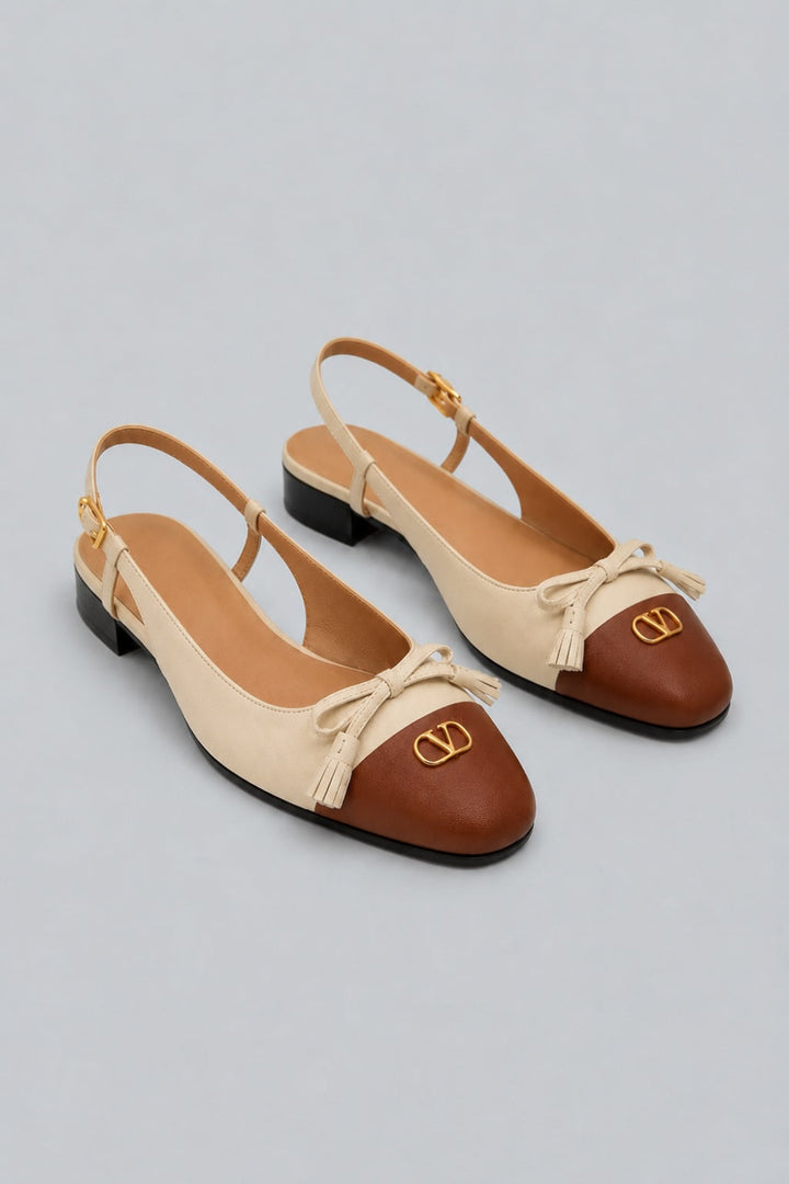 Garavani Vlogo Valet Du Roi Slingback Ballerina Flats - Tobacco - EU 38 / US 8 - Pumps