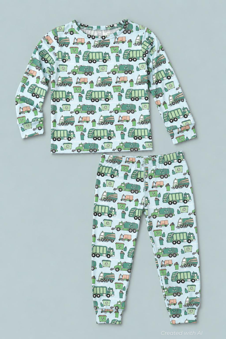 Garbage And Recycle Trucks Big Kid Pajama Set - Reduce Reuse Recycle - Pajamas