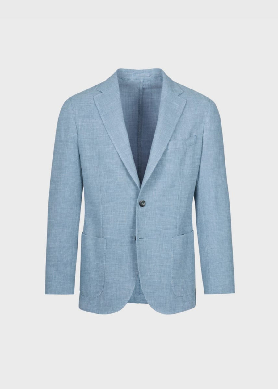 Garment Dyed Basketweave Jacket - Mid Blue - Blazer
