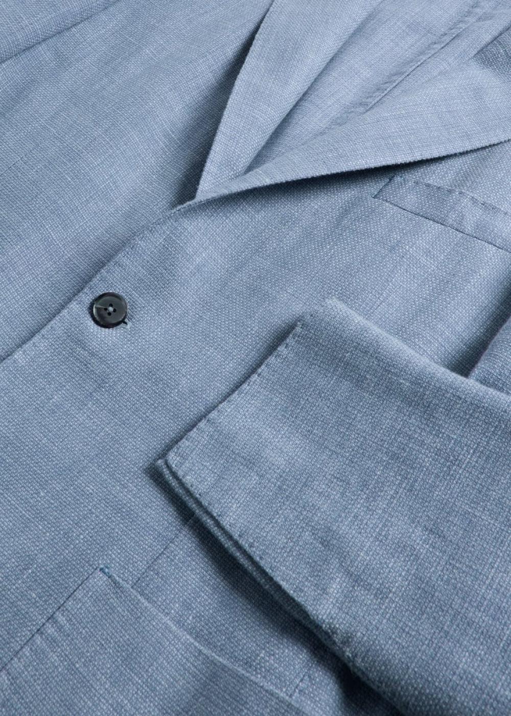 Garment Dyed Basketweave Jacket - Mid Blue - Blazer